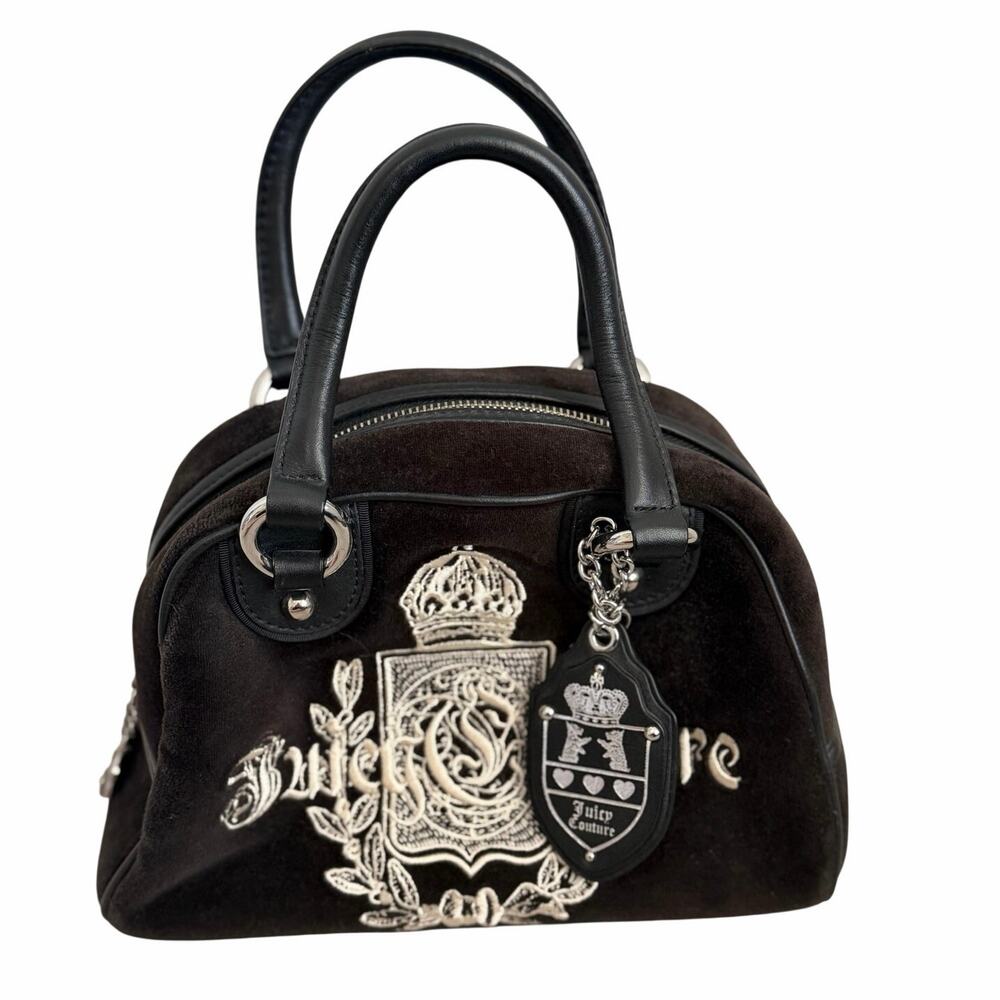 Vintage Juicy Couture Velour Bowler Handbag Dark Brown